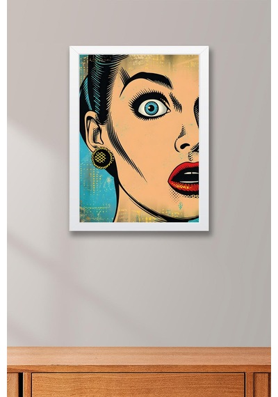 Şaşırmış Kadın Pop Art Çerçeveli Tablo - Pop Art Poster Tablo