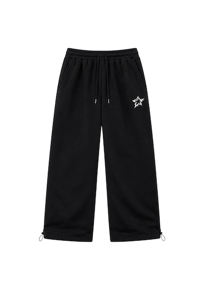 Zaee Tribal Star Nakışlı Ayarlanabilir Paça Premium Baggy Eşofman Altı Siyah