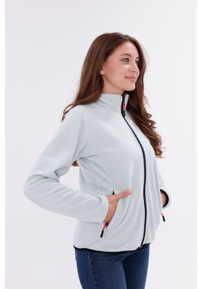 Monox Kadın Slim Fit Tam Fermuarlı Polar Ceket Yeşil