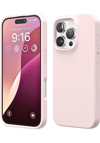 Apple Uyumlu iPhone 16 Pro Max  Silikon Kılıf - Pastel Renk Tonu Esnek Tam Koruma Kapak - Pudra Pembe