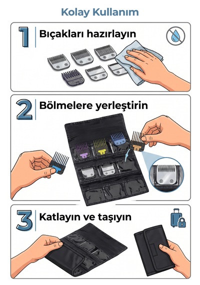 Andis Katlanır Yedek Kedi Köpek Tıraş Bıçağı Çantası 9'lu