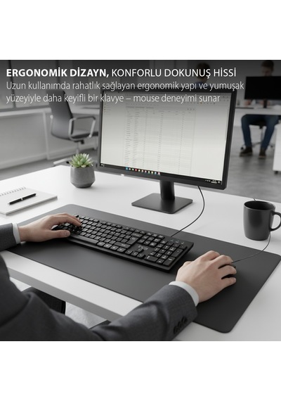 Imk-376t Kablolu Türkçe Q Klavye Mouse Seti 105 Tuş Ergonomik Tasarım Usb 2.0 10 Milyon Tuş Ömrü