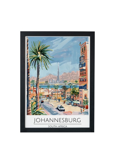 Johannesburg South Afrıca Ahşap Çerçeveli Dekoratif Duvar Tablosu Siyah