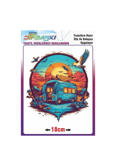 Ütü İle Kumaşa Yapışan Baskı Karavan 2237