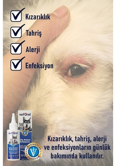Veturel Kedi Göz Temizleme Solüsyonu Köpek Enfeksiyon Bakımı Göz Damlası 100 ML