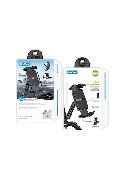 Go Des Gd-hd503 360 Derece Dönebilen Ayarlanabilir Motosiklet Ve Bisiklet Telefon Tutucu Siyah