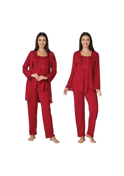 Effortt Lohusa Pijama Ve Sabahlık Takım 3044 Kırmızı