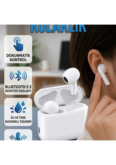 2. Nesil Tws Bluetooth Kulaklık Dokunmatik Kontrollü Beyaz Kablosuz Kulak İçi Kulaklık 00