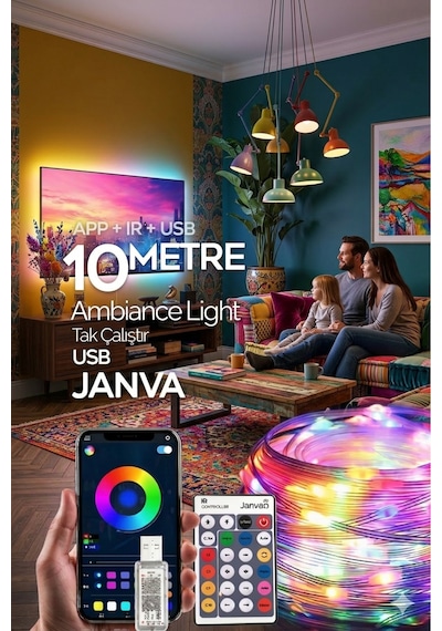 10 Mt Akıllı Led Işık Bluetooth Telefon Kontrolü Su Geçirmez Sese Duyarlı Ev Bahçe Aydınlatma Süsü Çok Renkli