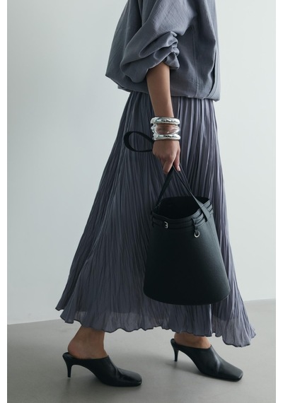 Suud Collection Gri Donette Piliseli Etek