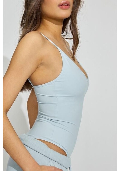 Madmext Bebe Mavisi Askılı Kadın Bodysuit Mg2542 Mavi