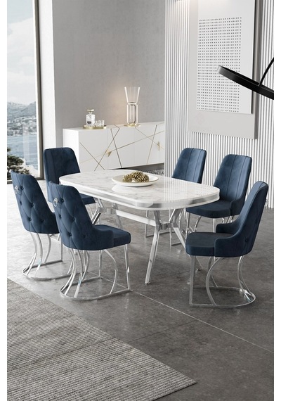 Canisa Epal Serisi 90x168 Lak Panel Beyaz Mermer Desen Masa Takımı Krom Ayaklı 6 Antrasit Sandalye Masa Beyaz Mermer Desen Sandalye Antrasit Canisa Epal Serisi 90x168 Lak Panel Beyaz Mermer Desen Masa Takımı Krom Ayaklı 6 Antrasit Sandalye Masa Beyaz Mermer Desen Sandalye Antrasit