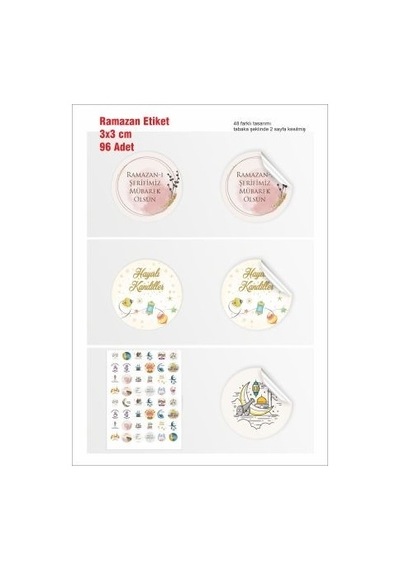Hsn Ramazan Ayı Dini Temalı Figür Etiket 3x3 Cm 96 Adet