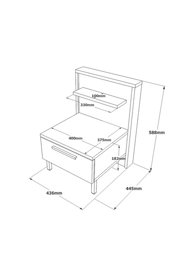 Robin Home Dream 2 Çekmeceli Çocuk Komodin Metal Ayak  Kahve-Beton