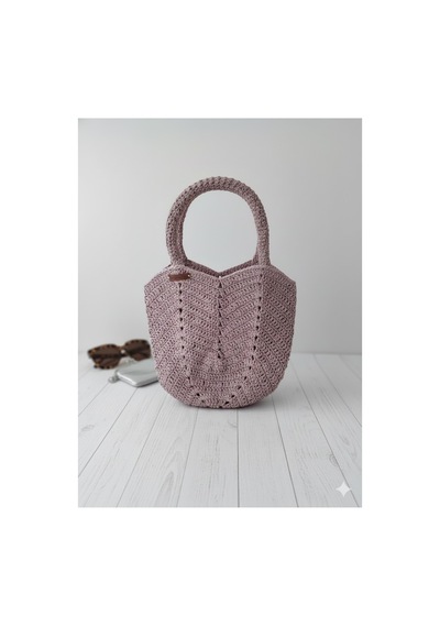 Execanta El Çanta Kağıt İp Örme Pudra 25x33 Pembe