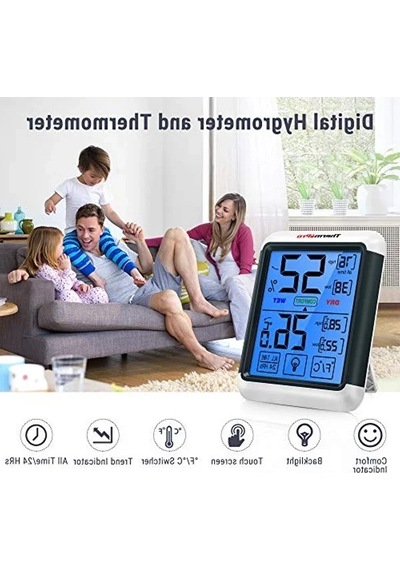 Dokunmatik Dijital Termometre Ve Nem Ölçer, 10 Cm Ekran