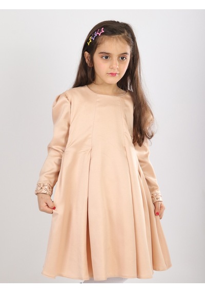Xo Kids Kız Çocuk Elbise 6-10 Yaş 1628 Bej