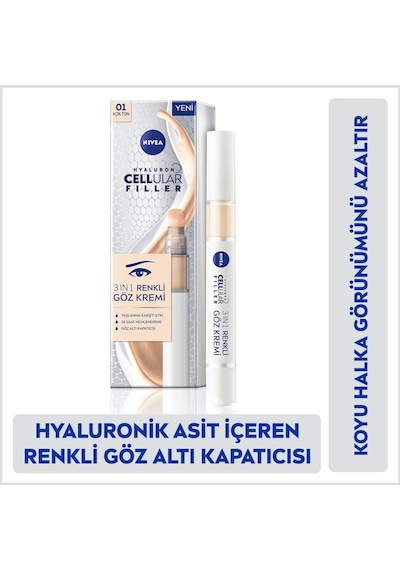 Nivea Hyaluron Cellular Filler 3 in 1 Renkli Göz Kremi 01 Açık Ton 4 ML