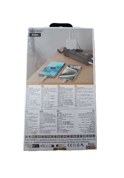 Masaüstü Şarj Cihazı 6 İn 1 Fc54 67w Gan 3x Usb-c + Usb-a + 2 Prizli Power Strip Laptop Hızlı Şarj Hub 1.5m Kablo