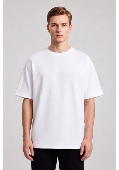 Black Nova Oversize Baskılı Unisex %100 Pamuk T-shirt Lifestyle Beyaz