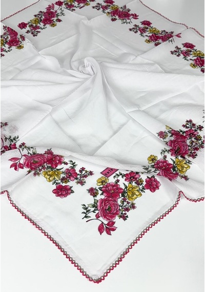Eripek 2'li Paket Oyalı % 100 Pamuk Tülbent 6805 Bordo-beyaz