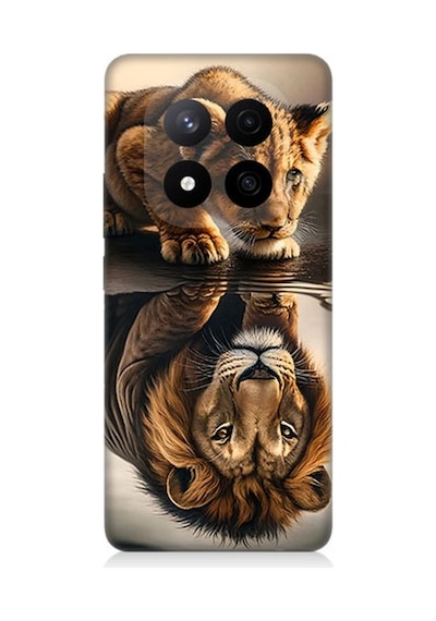 Xiaomi Redmi Note 14 Pro Plus Uyumlu Aslana Bakan Yavru Desenli Silikon Kılıf Çok Renkli