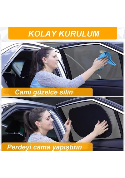 Ankanorm Araç Arka Yan Cam Güneşlik Vantuzlu Oto Perde Seti Araç Perdesi 2 Adet