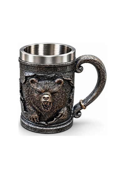 3 Adet Ayı Temalı 3d Kabartmalı Paslanmaz Çelik Kupa Dekoratif Mug Bardak, Ev Ofis Kullanımı İçin Şık Hediyelik 1