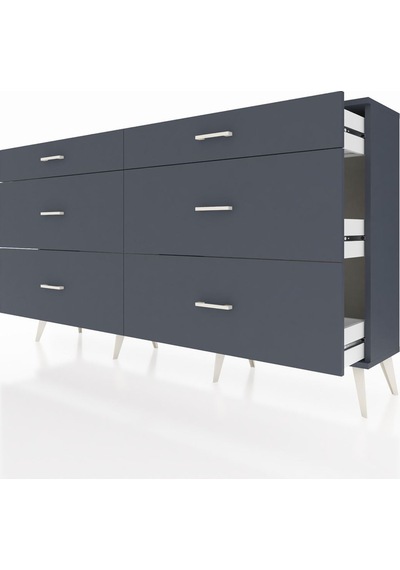 Arges Konsol 6 Çekmeceli 176x30x99 Antrasit-antrasit Antrasit-antrasit