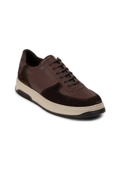 Deery Hakiki Deri Kahverengi Erkek Sneaker Ayakkabı - 01965Mkhve01 Kahverengi