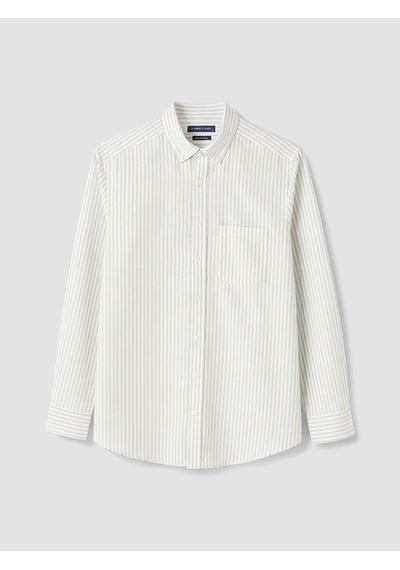 Lcwaıkıkı Classic Bej Regular Fit Çizgili Oxford Erkek Gömlek