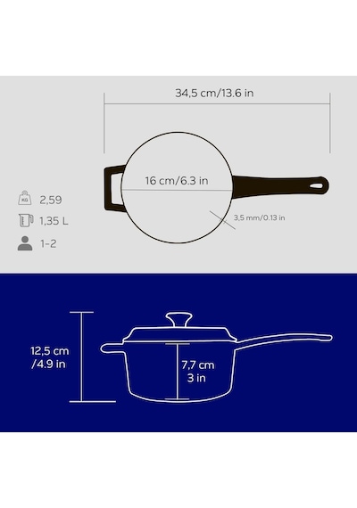Lava Döküm Yuvarlak Sos Tenceresi Metal Saplı 16 Cm, Mavi Genel