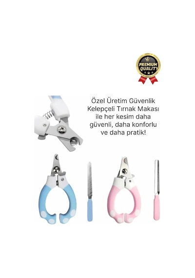 Premium Çelik Uçlu Güvenlik Kelepçeli Kilitli Kedi Köpek Evcil Hayvan Tırnak Makası Ve Törpü Seti
