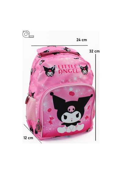 2 Gözlü Little Angle Kuromi Anaokulu Çantası - Çocuk Çanta - Kreş Çantası - Kuromi Çanta Pembe