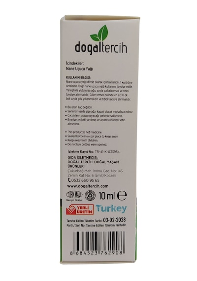 Doğaltercih %100 Saf Katkısız Nane Uçucu Yağı 10 Ml