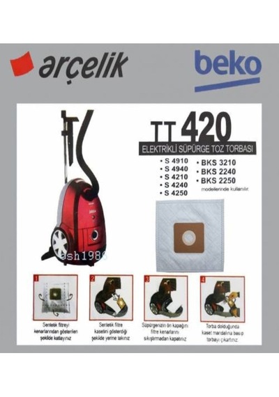 Arçelik Uyumlu S 4210 S 4240 S 4250 Elektrikli Süpürge Toz Torbası ( 5