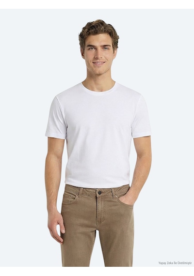 Kip Beyaz Düz %100 Pamuk T-shirt beyaz white
