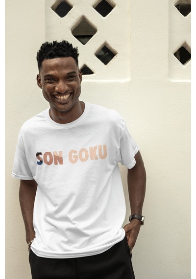 Dragon Ball Son Goku Sırt Baskılı Unisex Oversize Anime Tişört Beyaz