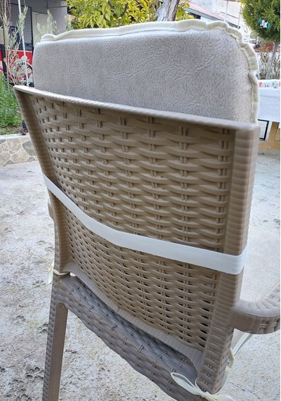 2 Adet Rattan Arkalıklı Sandalye Minderi Kalınlık 4cm -primer Bej Bej