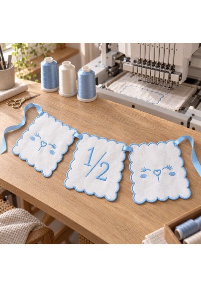 Tly Home & Baby 1/2 Yaş Nakışlı 3 Lü Doğum Günü Flaması Mavi Diğer