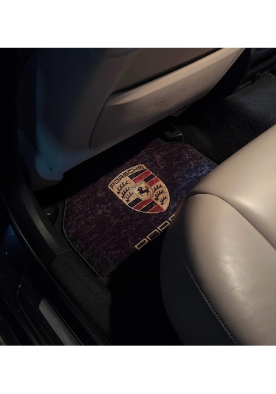 Oto Halı Paspas Porsche Uyumlu Kadife Yüzey Baskılı Oto Paspas