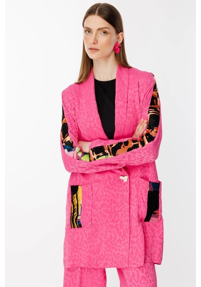 Ghisa Jakar Kumaş Leopar Desenli Pembe Takım 25ygstkm3068 Pembe