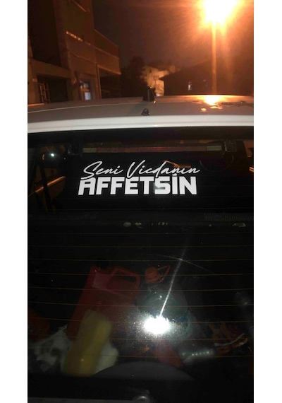 Seni Vicdanın Affetsin Yazı Jdm Araba-motosiklet Cam Etiket Sticker 24x8,4cm Beyaz Renk Beyaz