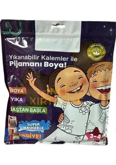 Akıllı Bayi Kalem Hediyeli Boyanabilir Pijama 3-4 Yaş Renkli