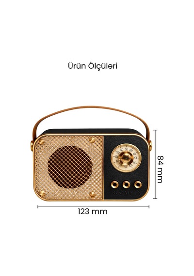 Nostaljik Bluetooth Hoparlör Bluetooth 5.2 Usb & Tf Kart Destekli Led Taşınabilir Speaker Siyah