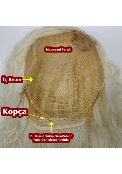 Peruk Ankara Fiber Sentetik Afro Su Dalgası Peruk Açık Platin No-613