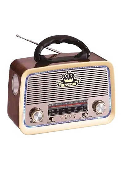 Şarjlı Işıklı Nostaljik Radyo Hoparlör Usb Tf Aux Destekli Müzik Çalar