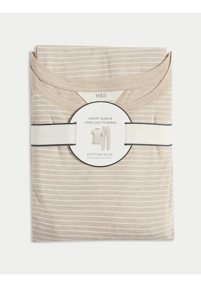 Marks & Spencer Pamuk Karışımlı Pijama Takımı T37004619F Krem