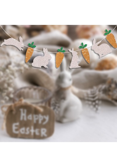 Paskalya Bunny Garland Banner Klasik Desenli Sevimli Havuç Elemanları Tasarım Bebek Duş Tatili İçin Uygun