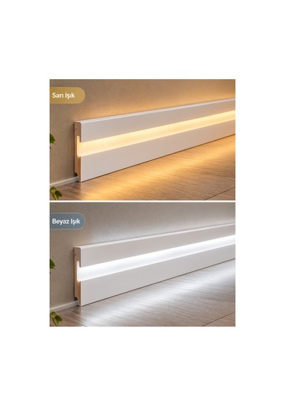 Led Kanallı Beyaz Süpürgelik Lake Pvc Süpürgelik 12 Cm Yüksekliğinde 14 Mm Kalınlığında 280 Cm Uzunluğundadır